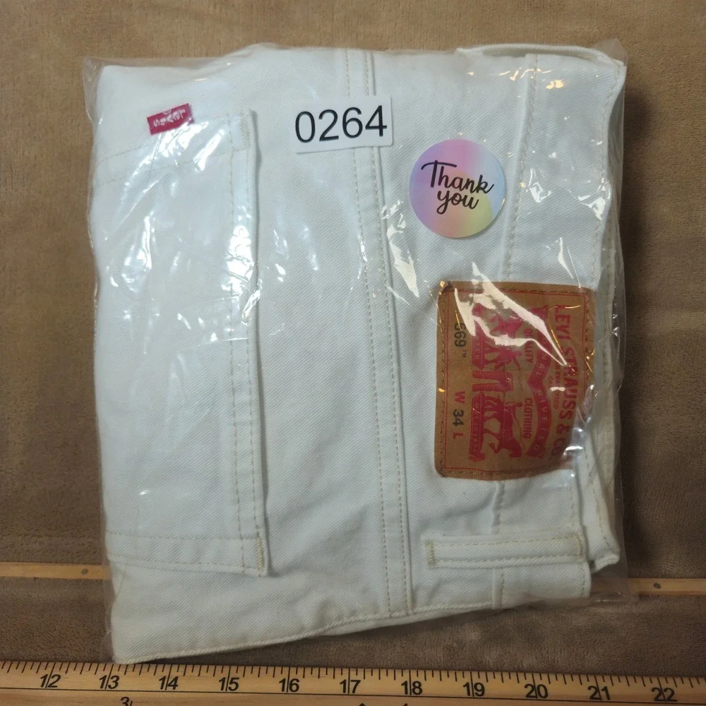 Levis 569 Men White Loose Straight Denim Shorts Size 34